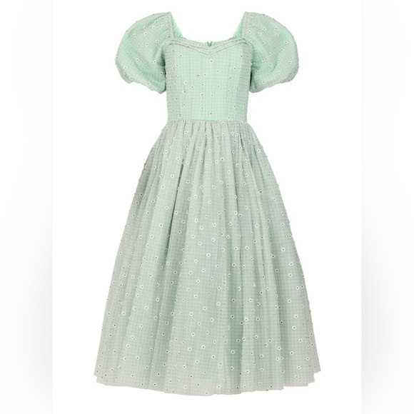 JessaKae Spring Meadow Green Gingham Floral Dress - Picture 1 of 6